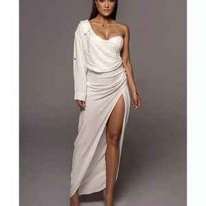 Elegant White One-Shoulder Dress